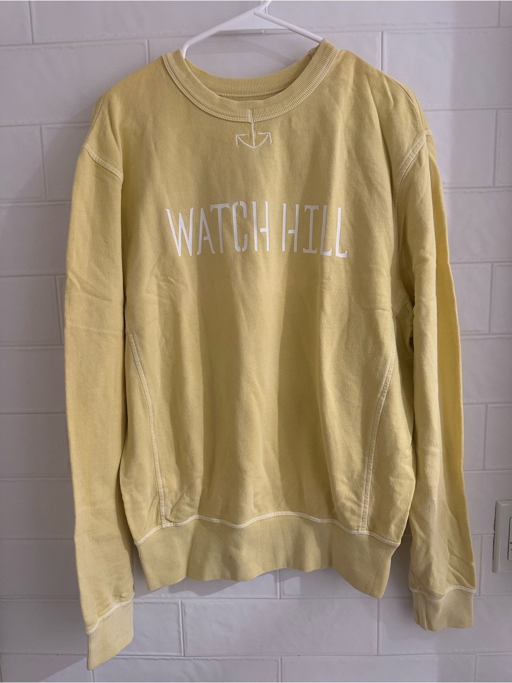 Kiel James Patrick KJP Anchorknit Watch Hill Crewneck Yellow Sweatshirt Size M
